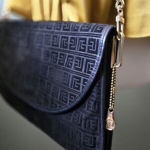 Rare Vintage Pierre Balmain Suede Monogram Bag